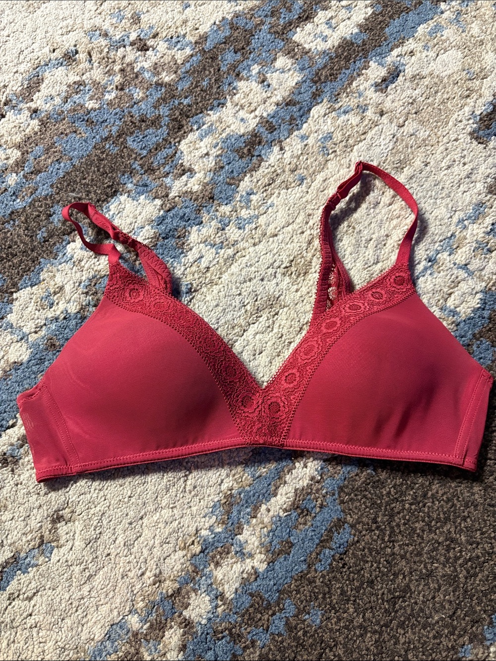 aerie Wireless Lace-Trim Bra - Red